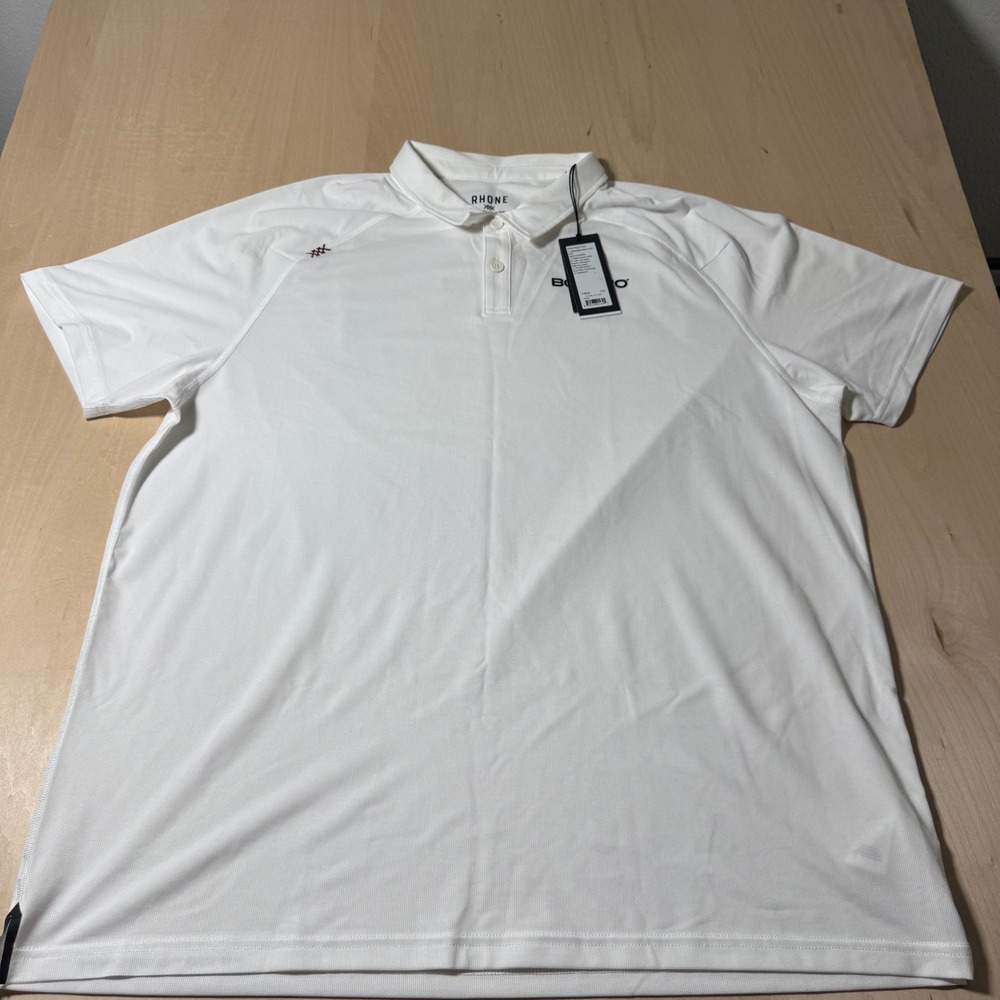 Rhone Body20 Delta Pique White‎ Polo Shirt Mens XXL Golf Athletic